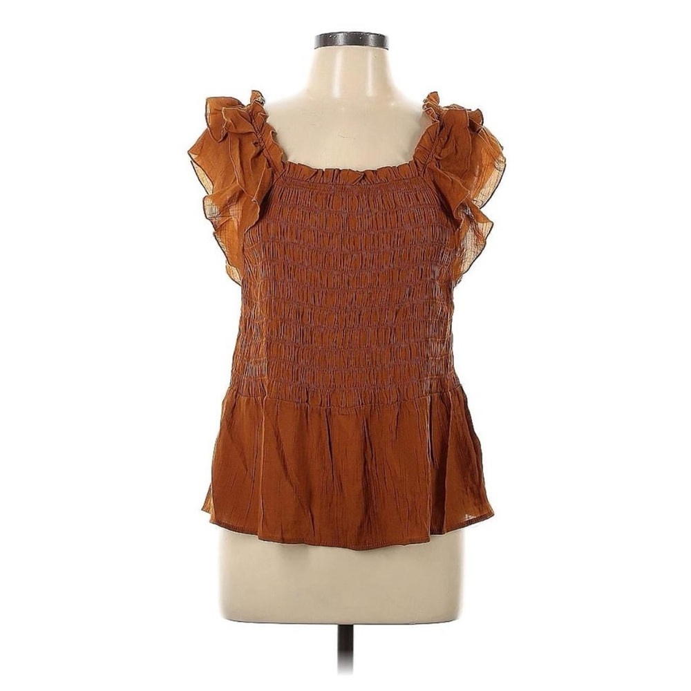 Nanette Nanette Lepore Orange Off The Shoulder Ruffle Chiffon Blouse Sz. M